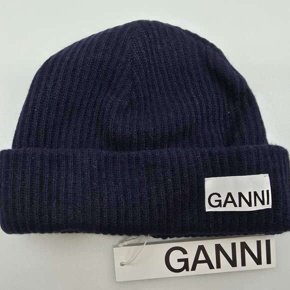 Ganni Accessories - GANNI RECYCLED WOOL BEANIE SKY CAPTAIN